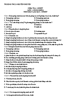 Đề kiểm tra 15 phút môn Công nghệ 6 (Có đáp án)